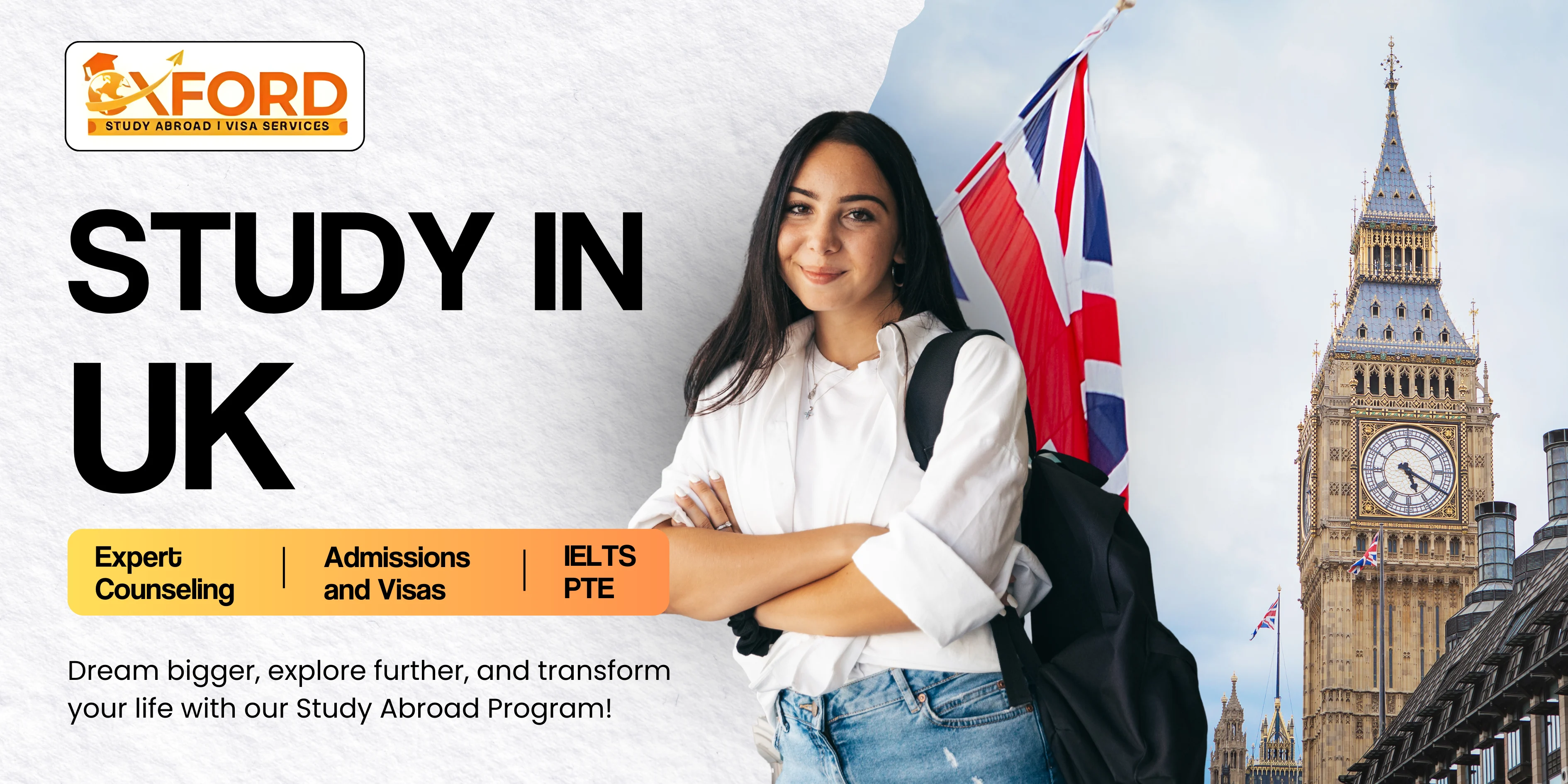 Study In UK –  expert counseling, admissions, visas, and IELTS/PTE