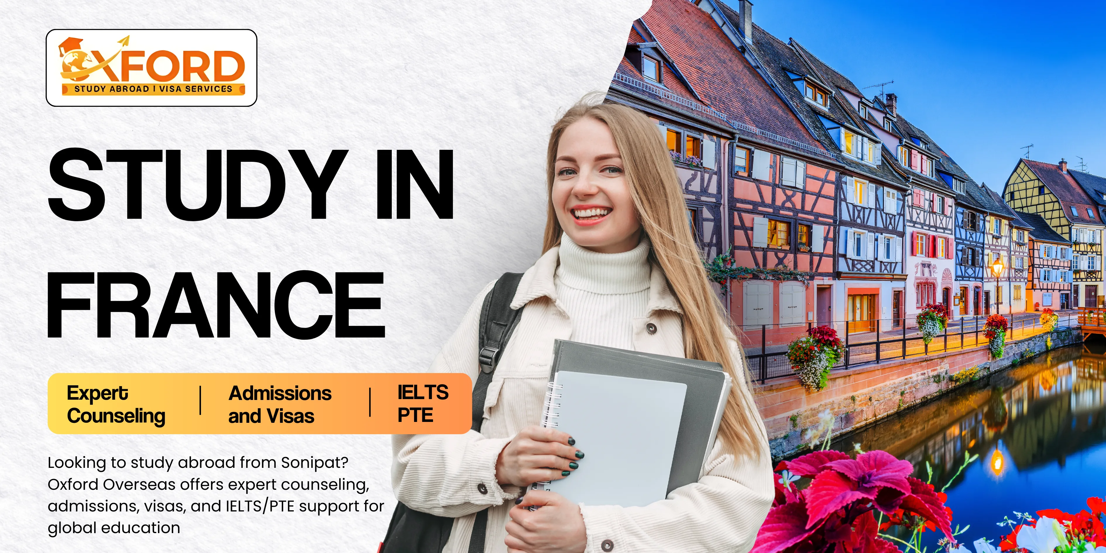 Study in France – expert counseling, admissions, visas, and IELTS/PTE support for global education